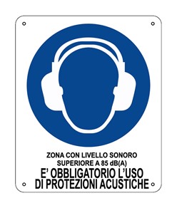 Cartello  è obbligatorio l uso delle protezioni acustiche