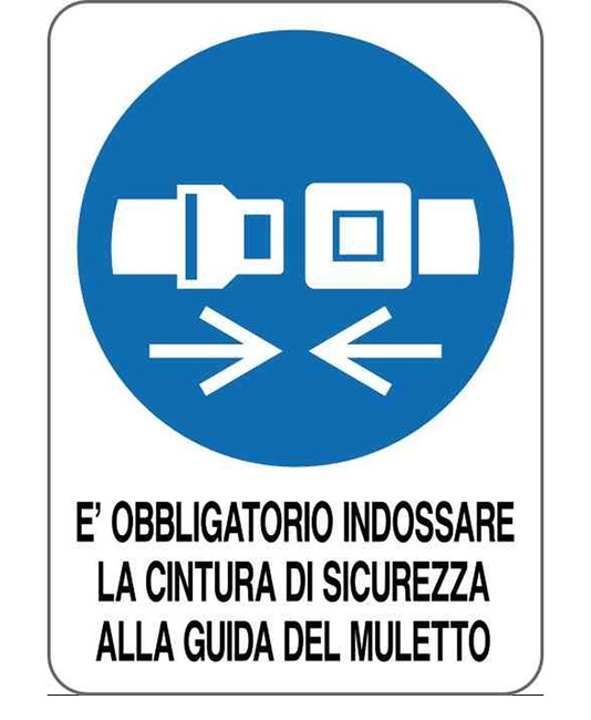 Cartello obbligo indossare cintura per muletto Cartello obbligo indossare cintura per muletto