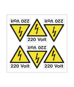 Foglio di 6 etichette autoadesive per impianti elettrici  da 220 volt