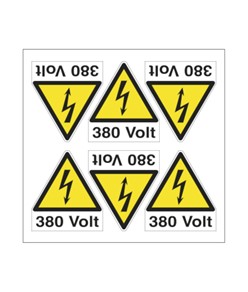 Foglio di 6 etichette autoadesive per impianti elettrici  da 380 volt