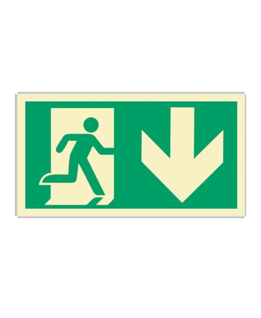 Cartello fotoluminescente  'Uscita di emergenza indietro' Cartello fotoluminescente  'Uscita di emergenza indietro'