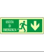 Cartello fotoluminescente 'uscita di emergenza in basso'