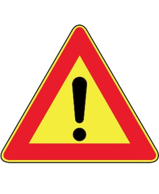 Cartello 'pericolo' in lamiera. Lato 60/90 cm Cartello 'pericolo' in lamiera. Lato 60/90 cm