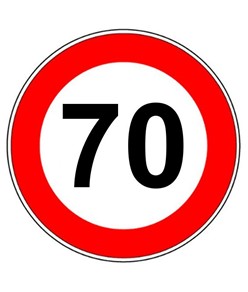 Cartello limite di velocità per cantieri temporanei