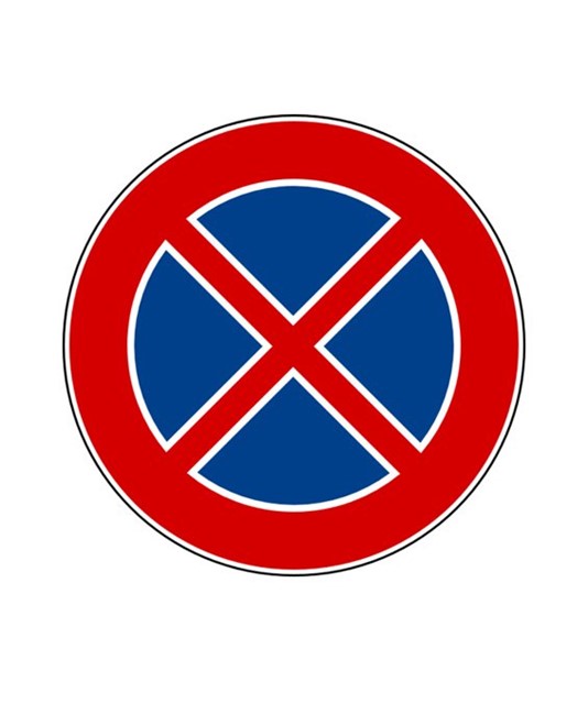 Cartello 'divieto di fermata'. In lamiera, classe 1. Diam. 60cm Cartello 'divieto di fermata'. In lamiera, classe 1. Diam. 60cm