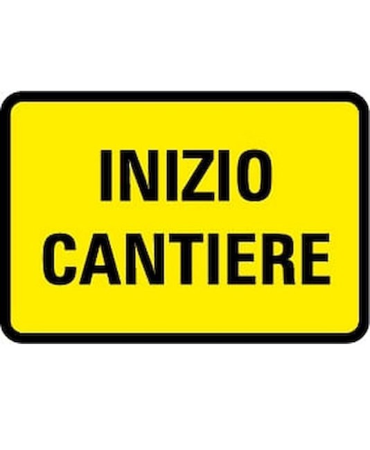 Cartello 'inizio cantiere' in lamiera. Cartello 'inizio cantiere' in lamiera.
