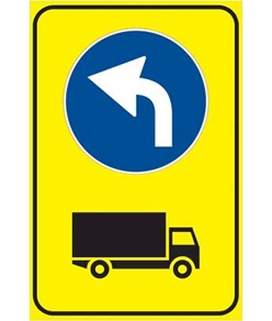 Cartello 'preavviso direzione obbligatoria camion' con simbolo freccia a scelta