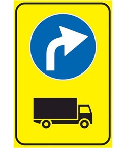 Cartello 'preavviso direzione obbligatoria camion' con simbolo freccia a scelta