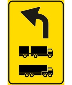 Cartello 'preavviso direzione autocarri consigliata' con direz. freccia a scelta