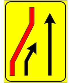 Cartello corsia chiusa per cantieri temporanei