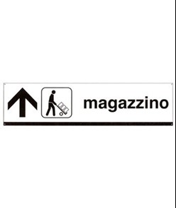 Cartello magazzino con freccia