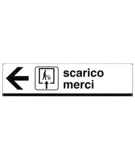 Cartello 'scarico merci' in lamiera scatolata Cartello 'scarico merci' in lamiera scatolata