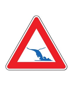 Cartello pericolo onde di piena improvvise