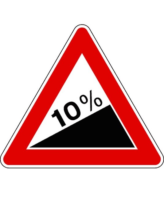 Cartello salita ripida. Lamiera scatolata. Lato cm. 90 Cartello salita ripida. Lamiera scatolata. Lato cm. 90