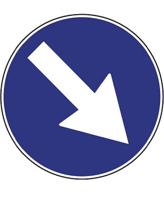 Cartello obbligo passaggio a destra Cartello obbligo passaggio a destra