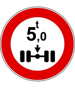 Cartello divieto veicoli aventi massa per asse sup a t