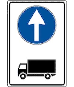 Cartello direzione obbligatoria autocarri freccia avanti