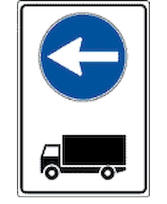 Cartello direzione obbligatoria autocarri a sinistra