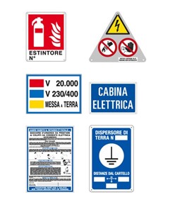 Kit per cabina da 15.000V composto da 6 cartelli