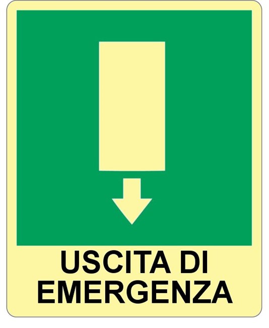 Cartello FOTOLUMINESCENTE uscita di emergenza in pvc Cartello FOTOLUMINESCENTE uscita di emergenza in pvc