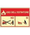 Cartello fotoluminescente 'Uso dell'estintore' in PVC autoadesivo