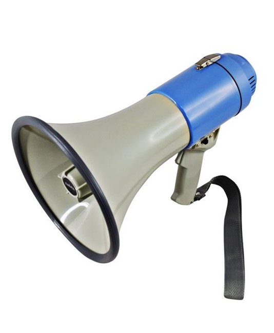 Megafono con sirena e fischietto. Potenza 25 W Megafono con sirena e fischietto. Potenza 25 W