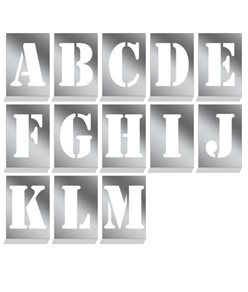 Kit stencil in alluminio con lettere dalla A alla M