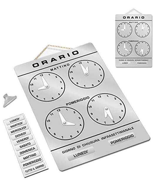 Cartello "cartello con orari chiusura personalizzabili " dim. 120x180 Cartello "cartello con orari chiusura personalizzabili " dim. 120x180