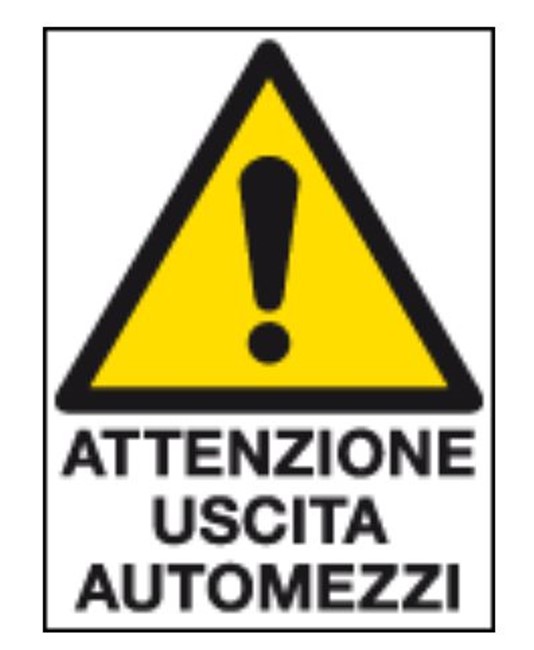 Cartello in polionda  Attenzione uscita automezzi Cartello in polionda  Attenzione uscita automezzi