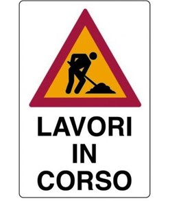 Cartello in polionda 'lavori in corso'