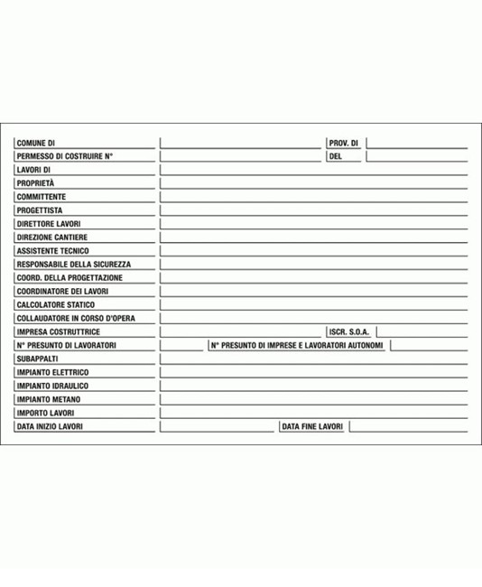 Cartello per cantiere in polionda 67 x 100 cm Cartello per cantiere in polionda 67 x 100 cm