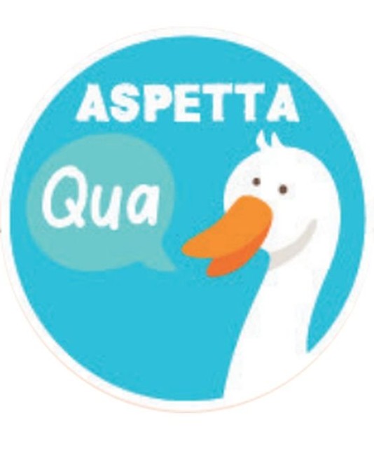 Adesivo antiscivolo calpestabile Aspetta qua Adesivo antiscivolo calpestabile Aspetta qua