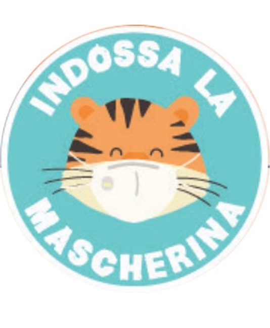 Bollo adesivo calpestabile 'indossa la mascherina'