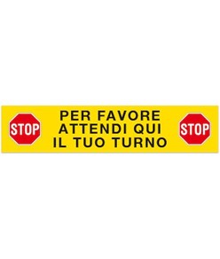 Adesivo da pavimento attendi qui il tuo turno