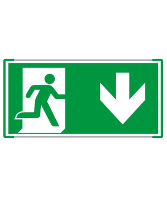 Cartello monofacciale in metallo 'uscita em. freccia in basso' Cartello monofacciale in metallo 'uscita em. freccia in basso'