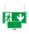 Cartello bifacciale sospeso Metal  Uscita emergenza basso