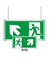 Cartello bifacciale sospeso Metal  Uscita emergenza alto laterale