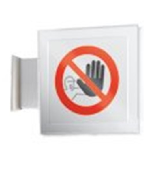 Cartello di divieto bifacciale a bandiera 'vietato l'accesso' Cartello di divieto bifacciale a bandiera 'vietato l'accesso'