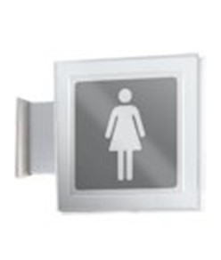 Cartello bifacciale a bandiera 'toilette donna'