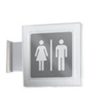 Cartello bifacciale a bandiera 'toilette uomo/donna'