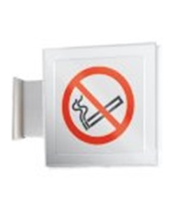 Cartello 'vietato fumare' bifacciale a bandiera. 200 x 200 mm
