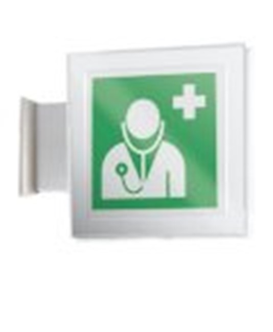 Cartello di emergenza bifacciale a bandiera 'personale medico' Cartello di emergenza bifacciale a bandiera 'personale medico'