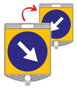 Cartello segnaletico bifacciale in plastica  per paletti, transenne e coni codice ZEP