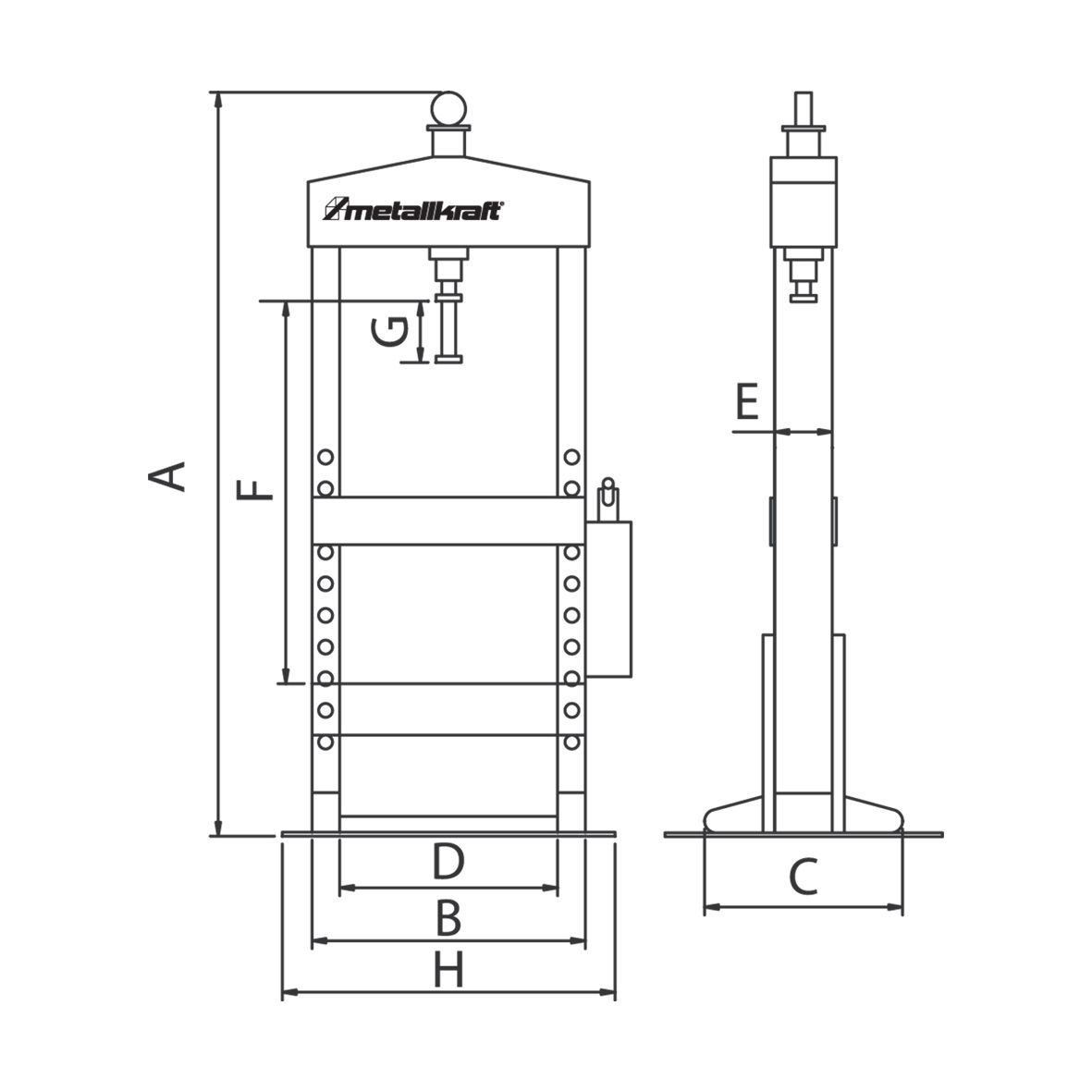 Pressa idraulica con cilindro mobile Metallkraft