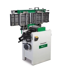 Pialla combinata a filo e spessore con avanzamento automatico del pezzo, interruttore d'emergenza e cappa aspira trucioli integrata