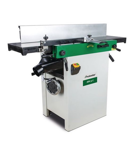 Pialla combinata a filo e spessore con avanzamento automatico del pezzo, interruttore d'emergenza e cappa aspira trucioli integrata Pialla combinata a filo e spessore con avanzamento automatico del pezzo, interruttore d'emergenza e cappa aspira trucioli integrata