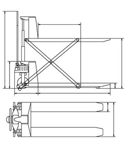 Transpallet a pantografo con sollevamento fino a 800 mm Transpallet a pantografo con sollevamento fino a 800 mm