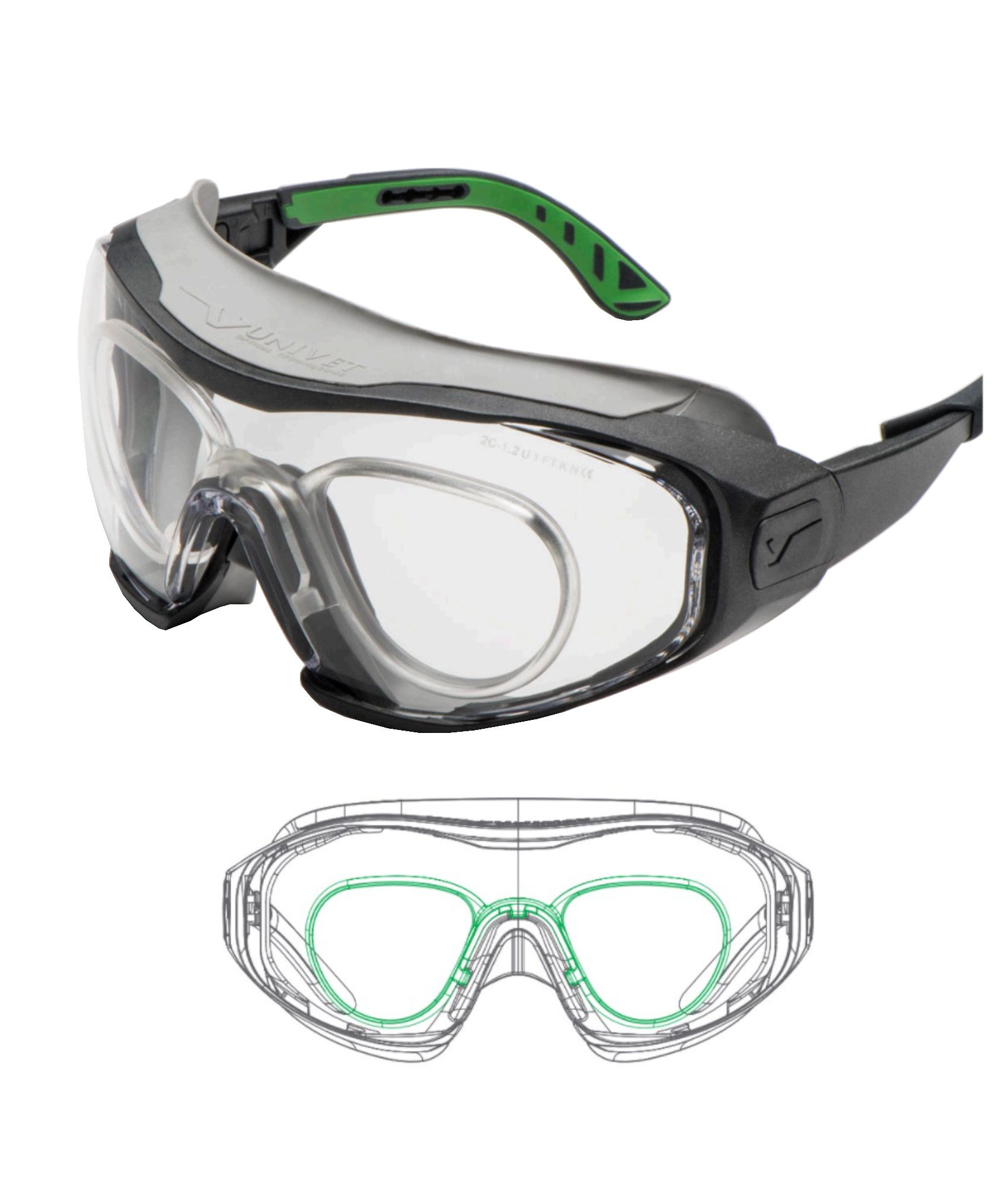 Occhiali protettivi Univet 6X1 Clear Plus