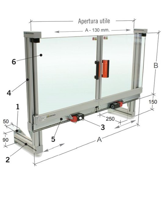 Protezione per rettificatrice con guide telescopiche Protezione per rettificatrice con guide telescopiche