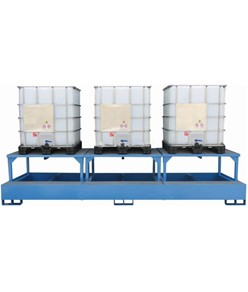 Vasca con 3 rialzi e protezione zincata per 3 cisternette da 1000 litri